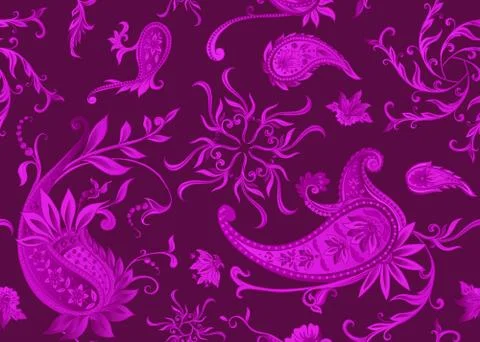 Seamless pattern, background with traditional paisley. Stock Illustration
