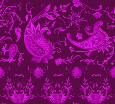 Seamless pattern, background with traditional paisley. Stock Illustration
