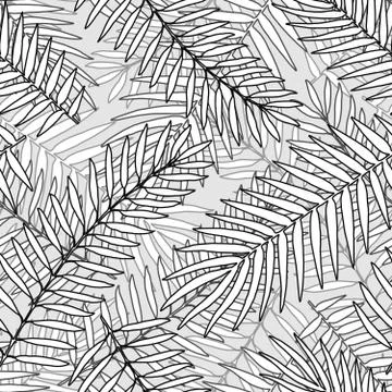 Seamless pattern background with tropical plants graphic drawing engraving style イラスト素材
