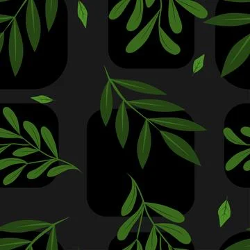 Seamless pattern background vector illustration of branches with leaves ber.. Illustrazione stock