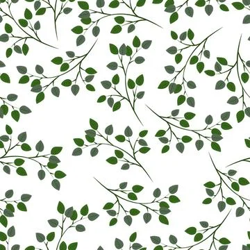 Seamless pattern background vector illustration of branches with leaves ber.. Illustrazione stock