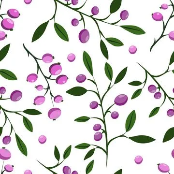 Seamless pattern background vector illustration of branches with leaves and b Illustrazione stock