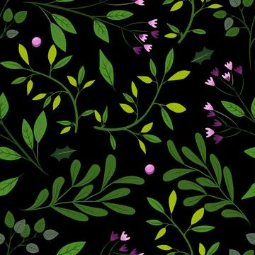 Seamless pattern background vector illustration of branches with leaves ber.. Illustrazione stock