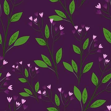 Seamless pattern background vector illustration of branches with leaves ber.. Stock Illustration