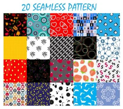 Seamless Pattern Background Vector Set Illustrazione stock