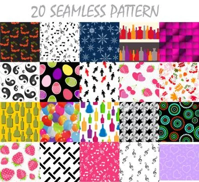Seamless Pattern Background Vector Set 스톡 일러스트