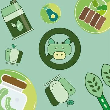 Seamless pattern background with vegan food icons Vector Stock Illustration