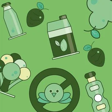 Seamless pattern background with vegan food icons Vector Stock Illustration