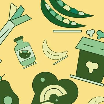 Seamless pattern background with vegan food icons Vector イラスト素材