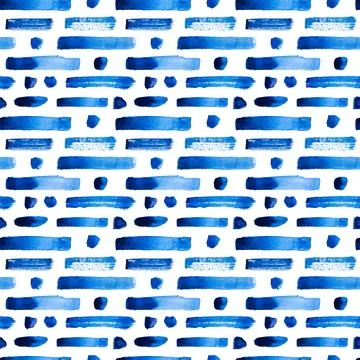 Seamless pattern background with watercolor blue strokes and splashes Stock Illustration