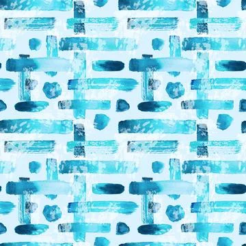 Seamless pattern background with watercolor blue strokes and splashes Stock Illustration
