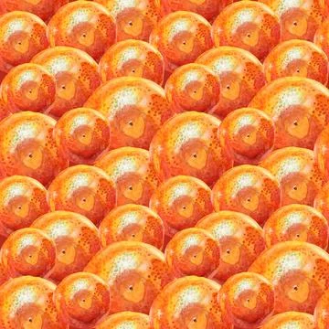 Seamless pattern background with watercolor citrus fruit orange tangerine. Hand Stock Illustration
