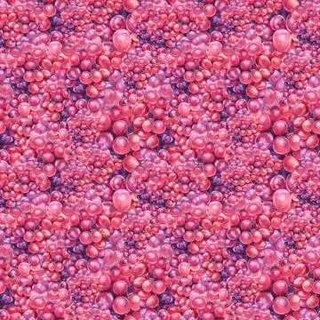 Seamless pattern background with watercolor hand-drawn red purple grape. Summer Stock Illustration