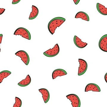 Seamless pattern background with watermelon slice Stock Illustration
