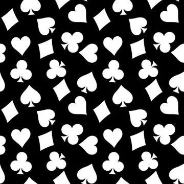 Seamless pattern background of white poker suits - hearts, clubs, spades and Stock Illustration