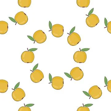 Seamless pattern background with yellow apples. Stock Illustration