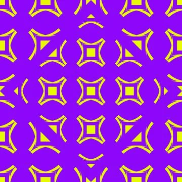 Seamless pattern background with yellow starlike shapes on a purple backgroun Stock Illustration