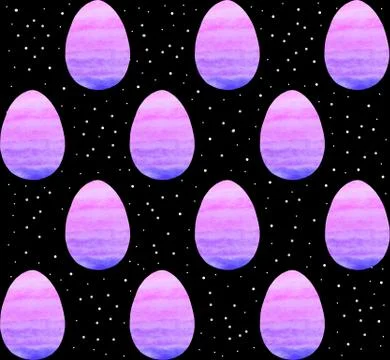 Seamless pattern, backgrounds, textures of colored abstract Easter eggs. Wate Stock Illustration