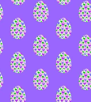 Seamless pattern, backgrounds, textures of multi colored abstract Easter eggs Stock Illustration