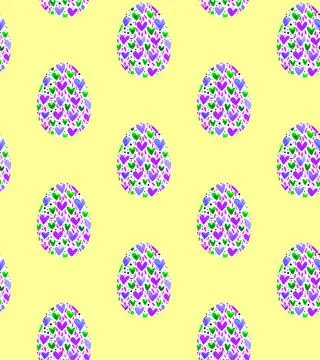Seamless pattern, backgrounds, textures of multi colored abstract Easter eggs Stock Illustration