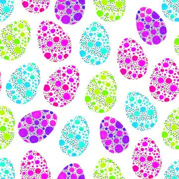 Seamless pattern, backgrounds, textures of multi colored abstract Easter eggs Stock Illustration