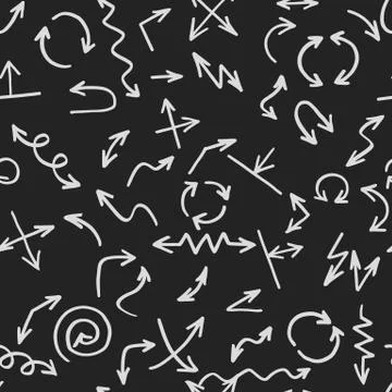 Seamless pattern backgrouns arrows. Blackboard vector. Set of cursors. Stock Illustration