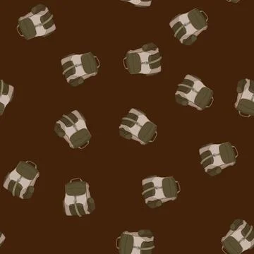 Seamless pattern backpack bag camp cartoon vector イラスト素材
