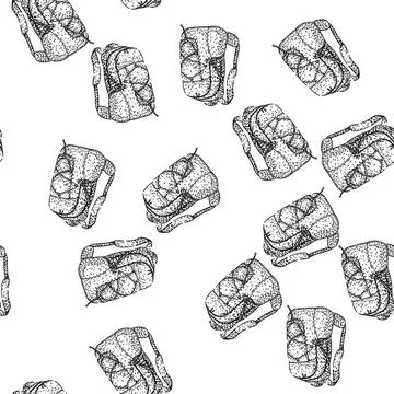 Seamless pattern Backpack for outdoor adventure and travel hand drawn イラスト素材