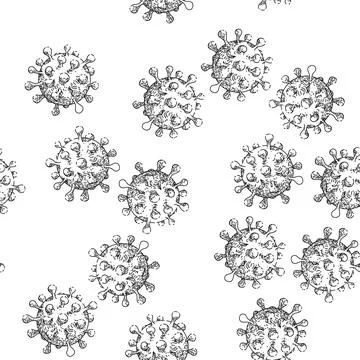 Seamless pattern bacteria corona sketch hand drawn Stock Illustration