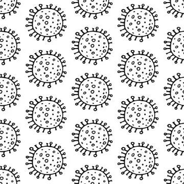 Seamless pattern bacterium coronavirus vector illustration. Stop COVID-19. Bl Illustrazione stock