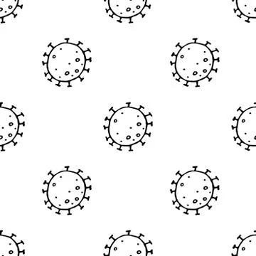 Seamless pattern bacterium coronavirus vector illustration. Stop COVID-19. Bl Stock Illustration