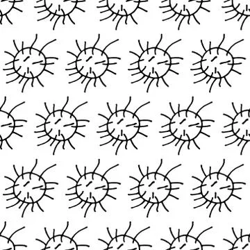 Seamless pattern bacterium virus vector illustration. Stop COVID-19. Black an 스톡 일러스트