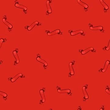 Seamless pattern badge red ribbon cartoon vector 스톡 일러스트