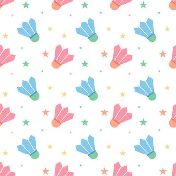 Seamless pattern badminton ball icon on white background. vector illustration 스톡 일러스트