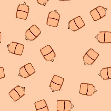 Seamless pattern bag backpack cartoon vector Stockillustratie