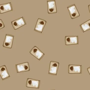 Seamless pattern bag coffee packaging cartoon vector Stock Illustration