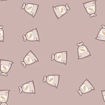 Seamless pattern Bag of grain ingredients for baking bread Illustrazione stock