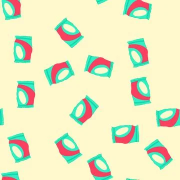 Seamless pattern bag snack pack cartoon vector 스톡 일러스트