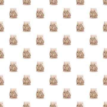 Seamless pattern with bags of small natural pebbles Stock Illustration
