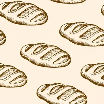 Seamless pattern with baguette Stock Illustration