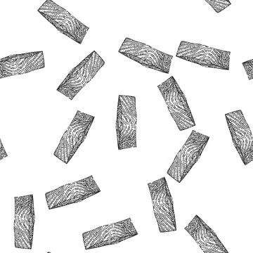 Seamless pattern baked fish fillet sketch hand drawn Stock Illustration