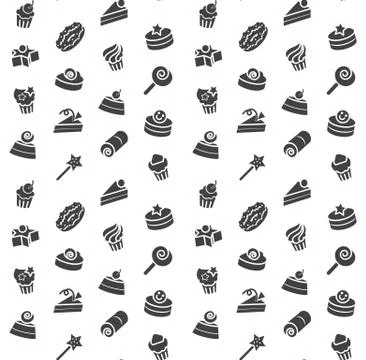 Seamless pattern of bakery and cake icons. Candy, sweet set Illustrazione stock