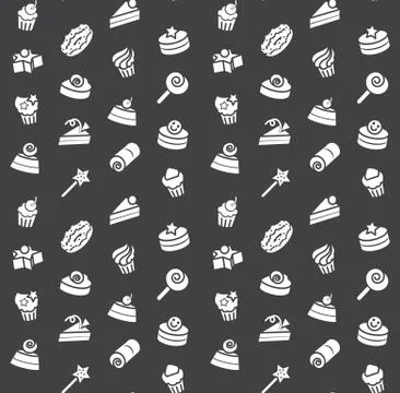 Seamless pattern of bakery and cake icons. Candy, sweet set Illustrazione stock