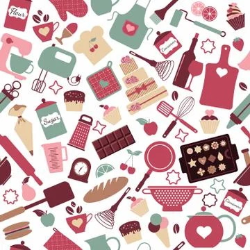 Seamless pattern of bakery and sweets Stock Illustration
