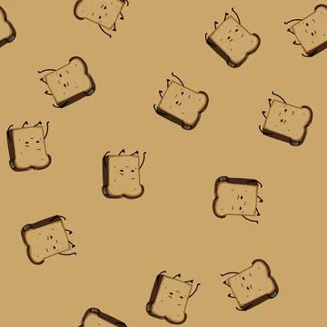 Seamless pattern bakery bread character cartoon vector Stockillustratie