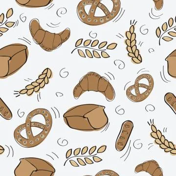 Seamless pattern with bakery products Illustrazione stock