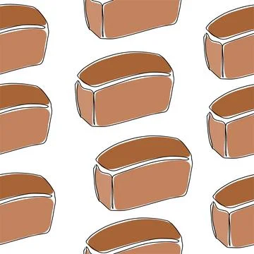 Seamless pattern. Bakery products in the style of drawing a continuous line.. Stock Illustration