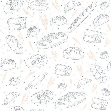 Seamless pattern for bakery shop, cafe, cupcake shop - packaging design wrapping Stock Illustration