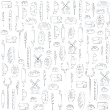 Seamless pattern for bakery shop, cafe, cupcake shop - packaging design with Stock Illustration