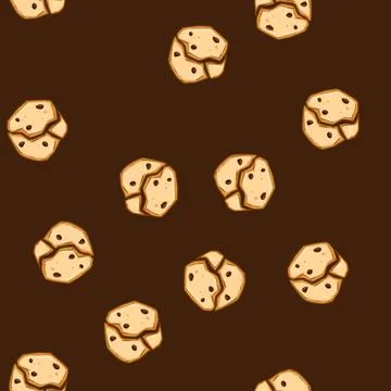 Seamless pattern baking oatmeal cookies cartoon vector Stock Illustration